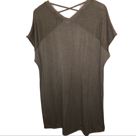 Easel Short Sleeve Sage Green Strappy Chest Mini Dress Size Small - Picture 2 of 7